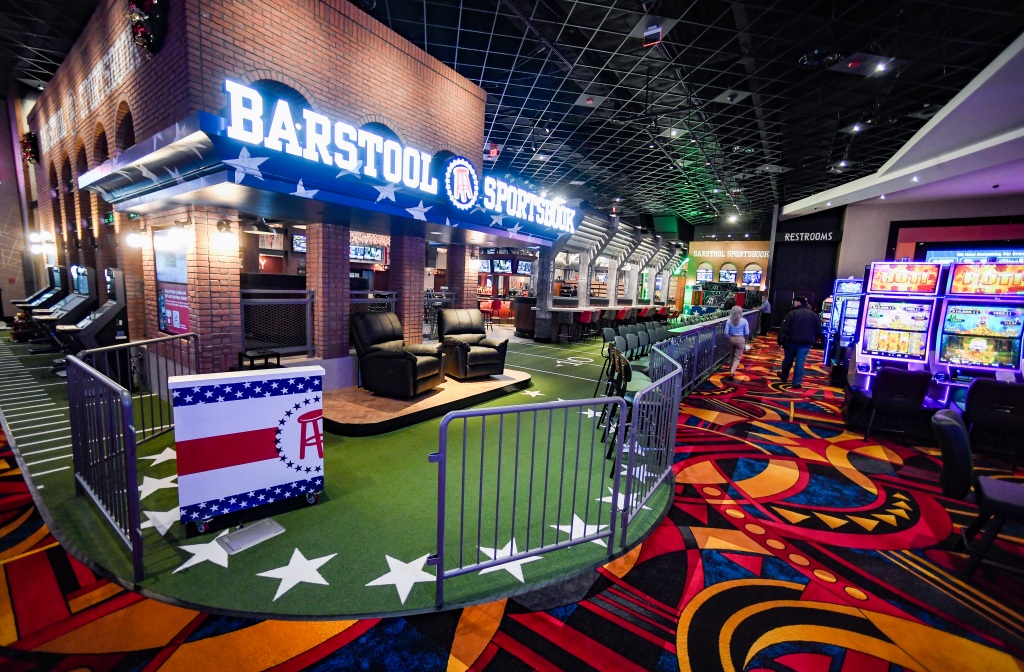  The Barstool Sportsbook section of the casino. At the Hollywood Casino Morgantown