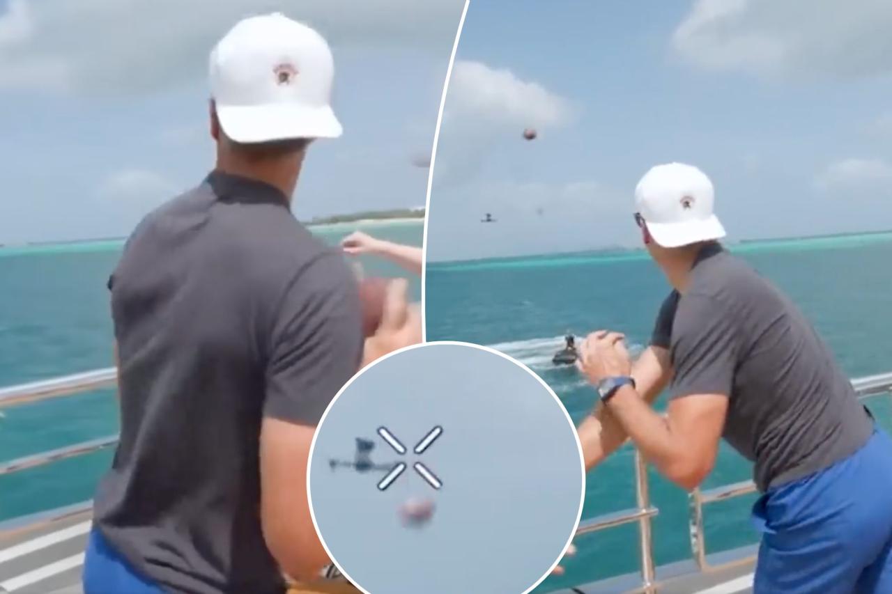 Tom Brady jokes about ending NFL retirement while nailing a drone